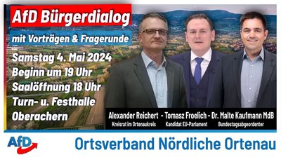 Event-Flyer Bürgerdialog im Ortsverband Nördliche Ortenau 04. Mai 2024